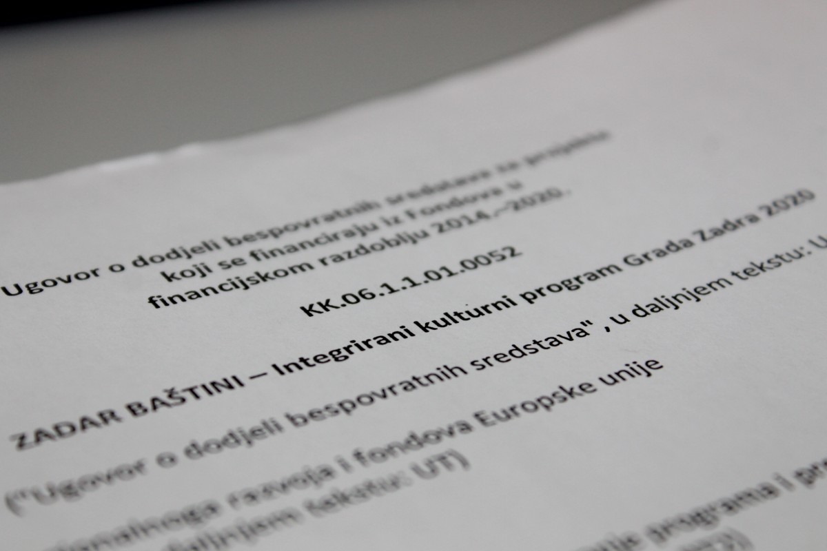 Potpisan Ugovor za projekt “ZADAR BAŠTINI – Integrirani kulturni program Grada Zadra 2020” 